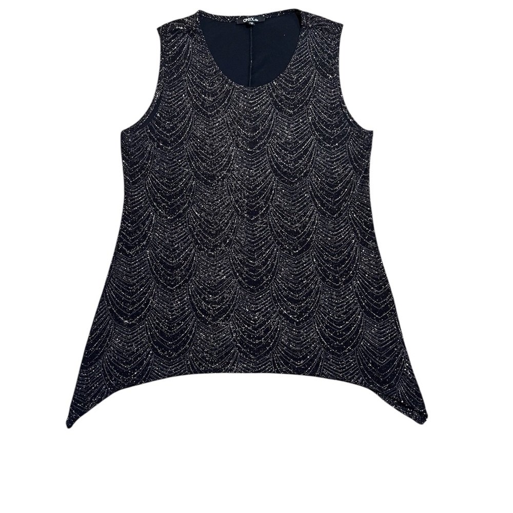 Onyx Black Sparkly Embellished Sleeveless Tank Top Size Large